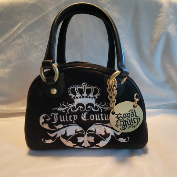 Juicy Couture Royal Juicy Brown/Black Velor Bowler Bag NWOT Y2K Rare/Vintage